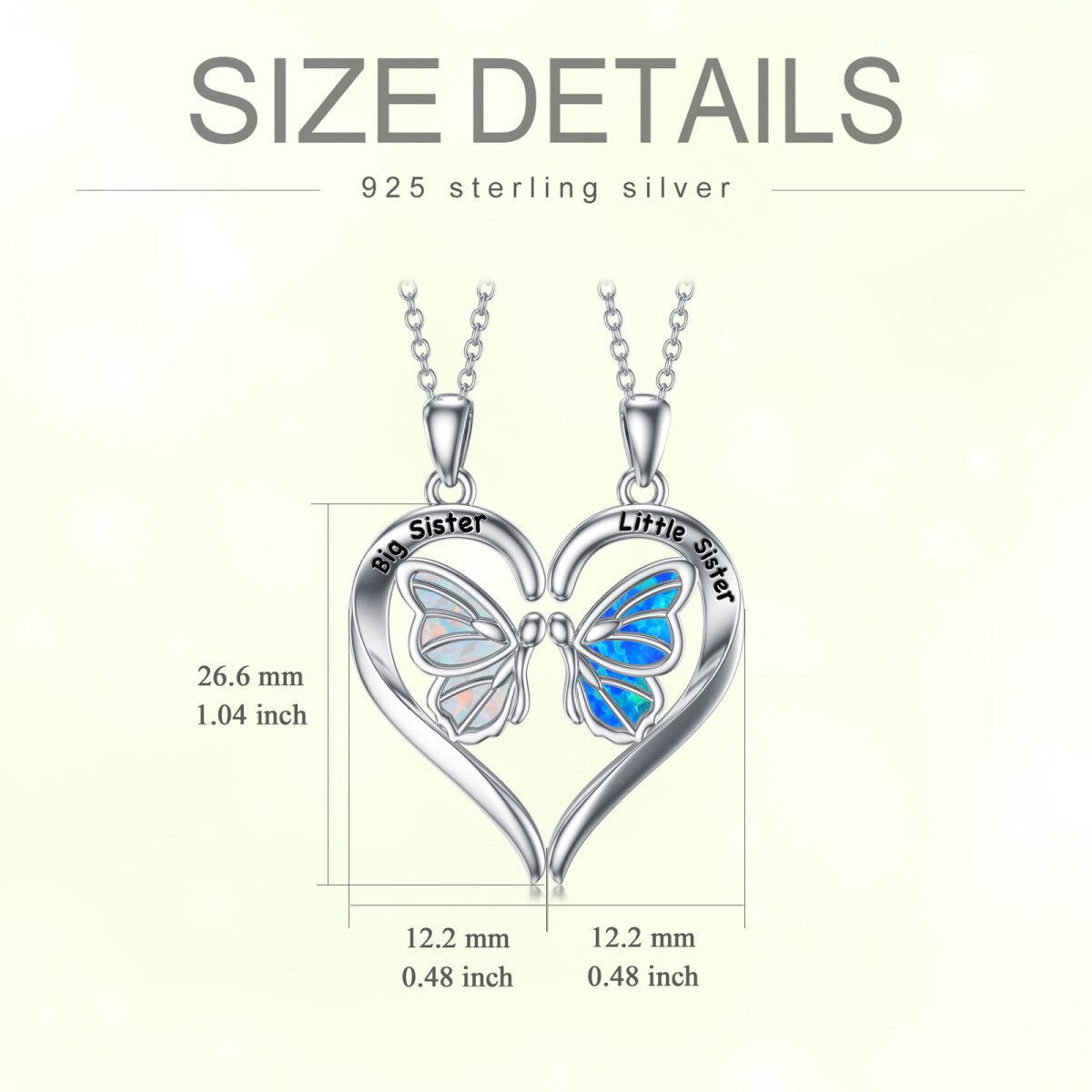 Sterling Silver Opal Butterfly & Heart Pendant Necklace with Engraved Word-6