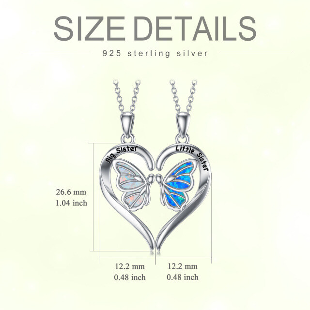 Sterling zilveren Opaal vlinder & hart hanger ketting met gegraveerd woord-6