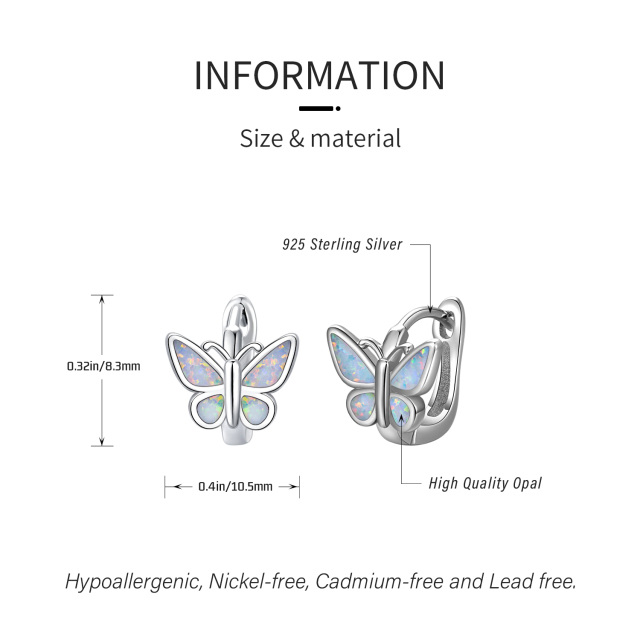 Sterling Silber Opal Schmetterling Reif-Ohrringe-6