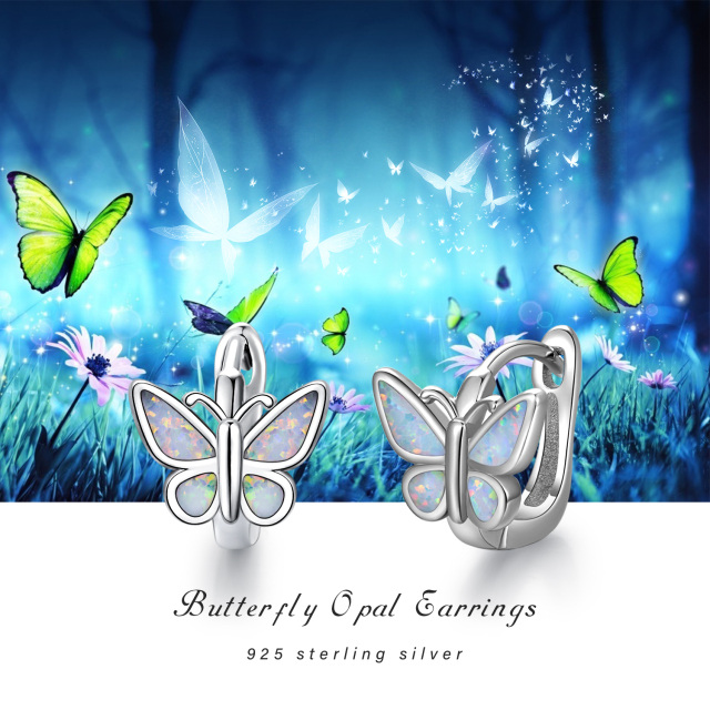 Sterling Silber Opal Schmetterling Reif-Ohrringe-7