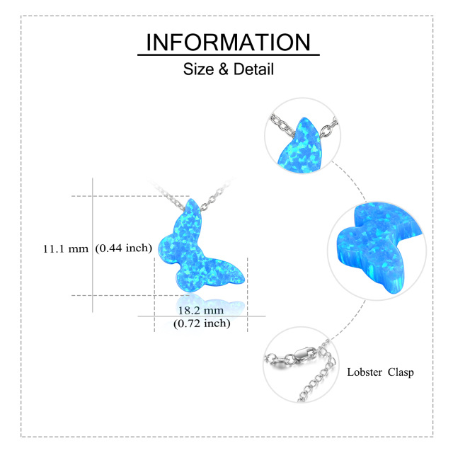 Colar com pingente de borboleta de opala em prata esterlina-5