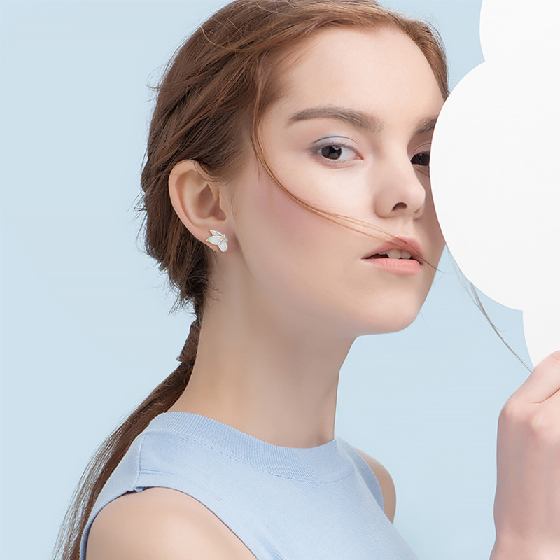 Brincos de prata esterlina com borboleta opala-2