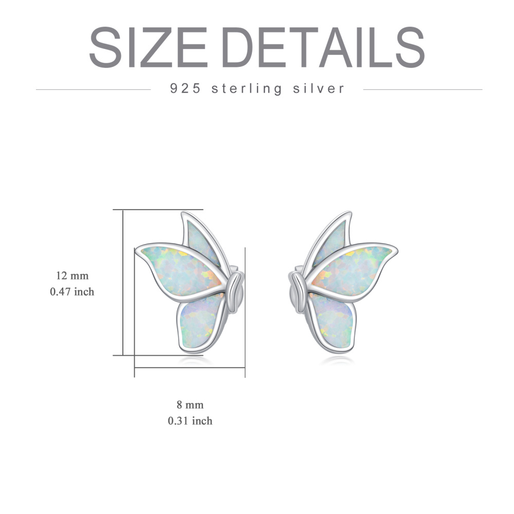 Sterling Zilveren Opaal Vlinder Stud Oorbellen-5