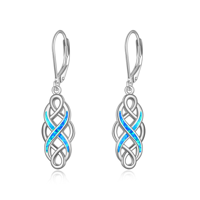 Sterling Silver Opal Celtic Knot Drop Earrings-1