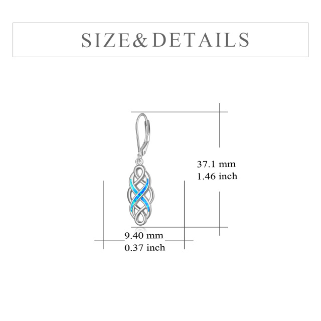 Sterling Silber Opal Keltischer Knoten Tropfen Ohrringe-5