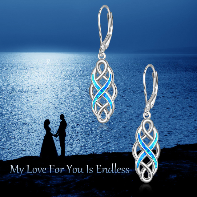 Sterling Silver Opal Celtic Knot Drop Earrings-6