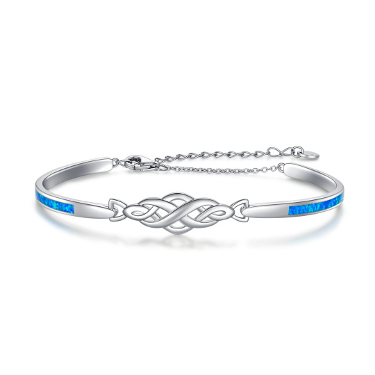 Sterling Silver Opal Celtic Knot Pendant Bangle