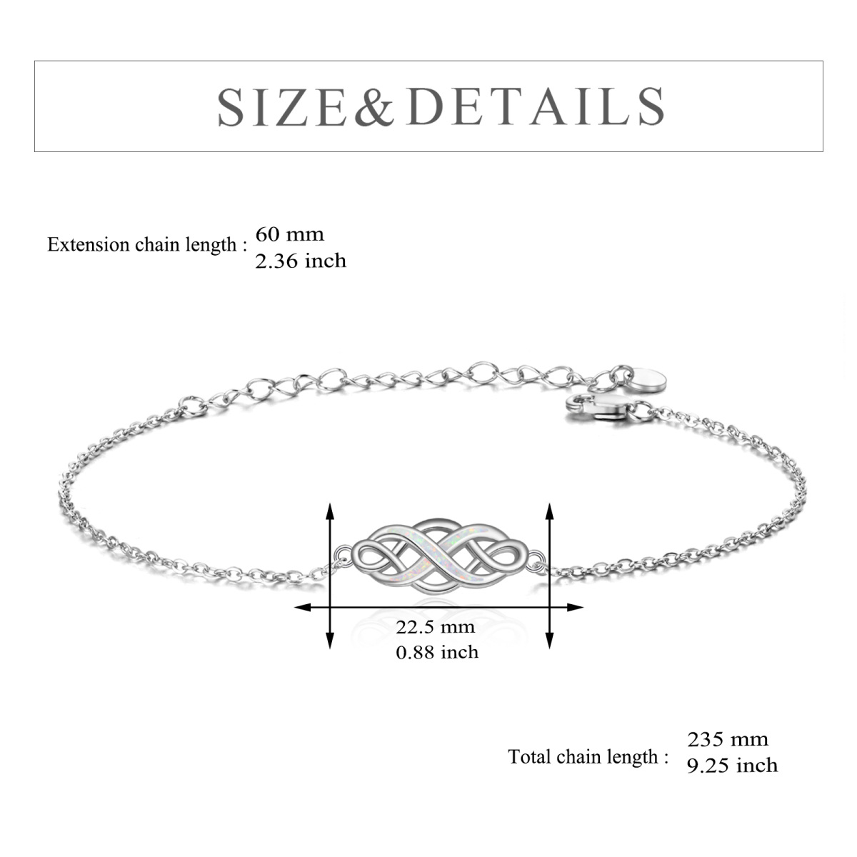 Bracelet en argent sterling avec pendentif nœud celtique en opale-5