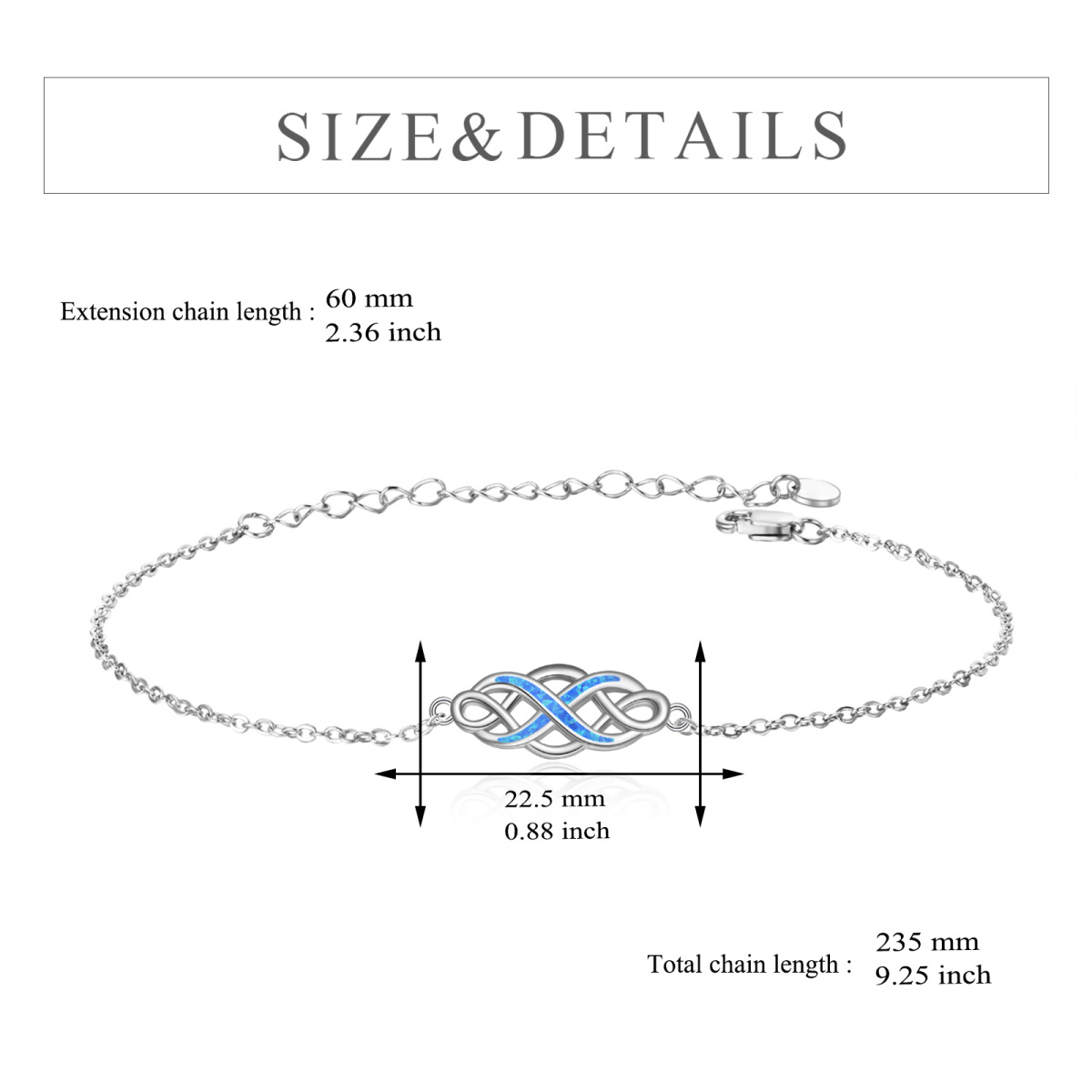 Sterling Silver Opal Celtic Knot Charm Bracelet-5