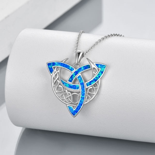 Sterling Silber Opal Celtic Knot Anhänger Halskette-3