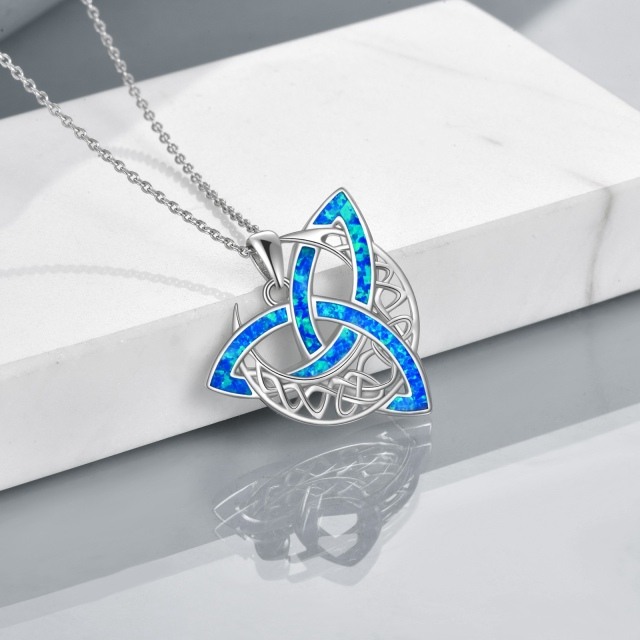 Sterling Silber Opal Celtic Knot Anhänger Halskette-4