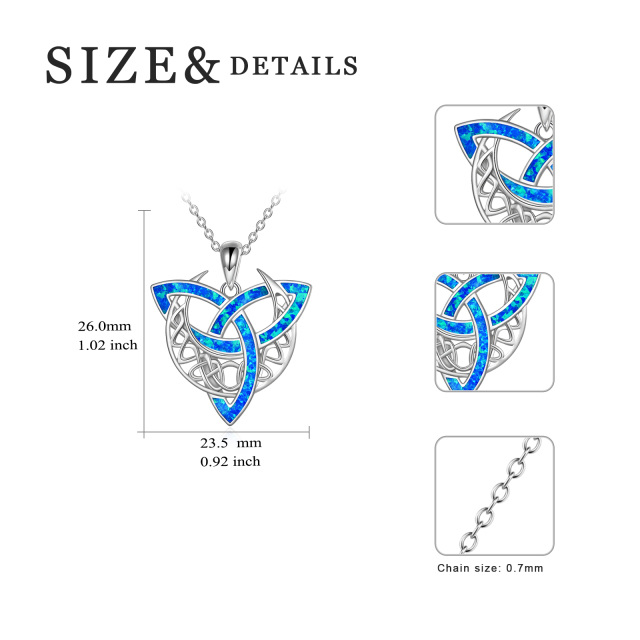 Sterling Silver Opal Celtic Knot Pendant Necklace-5