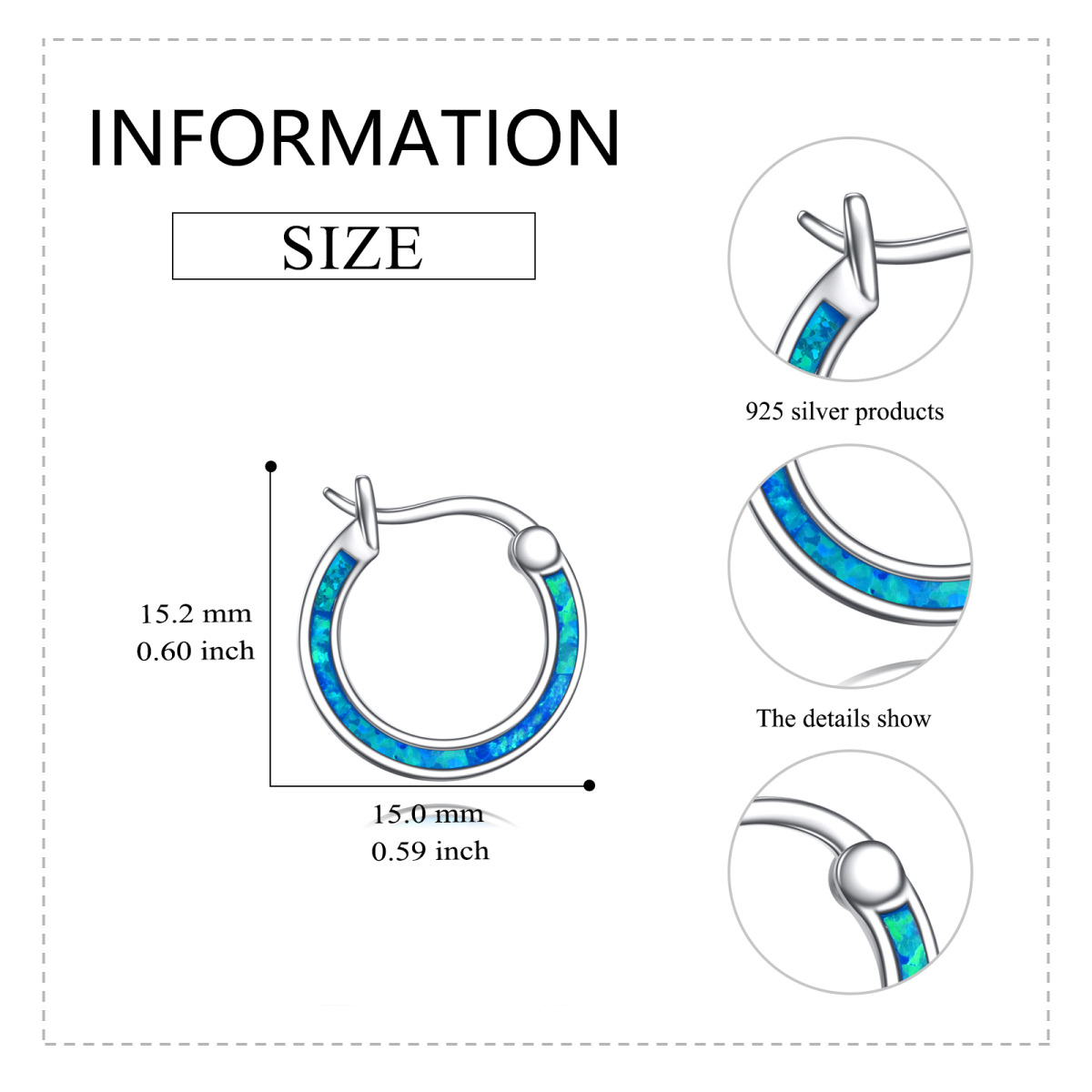 Orecchini a cerchio e rotondi in argento sterling con opale-6