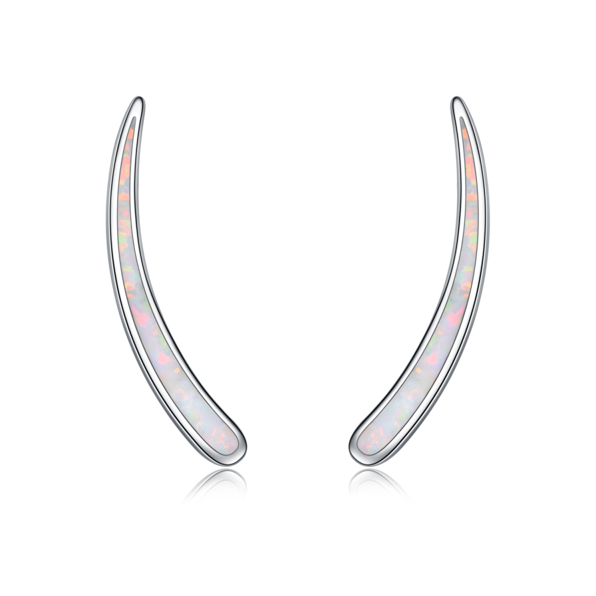 Sterling Silver Opal Climber Earrings-1