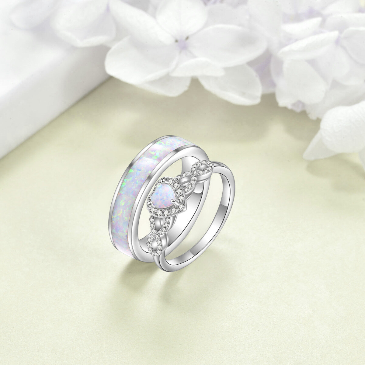 Sterling Silver Opal Couple Rings-3