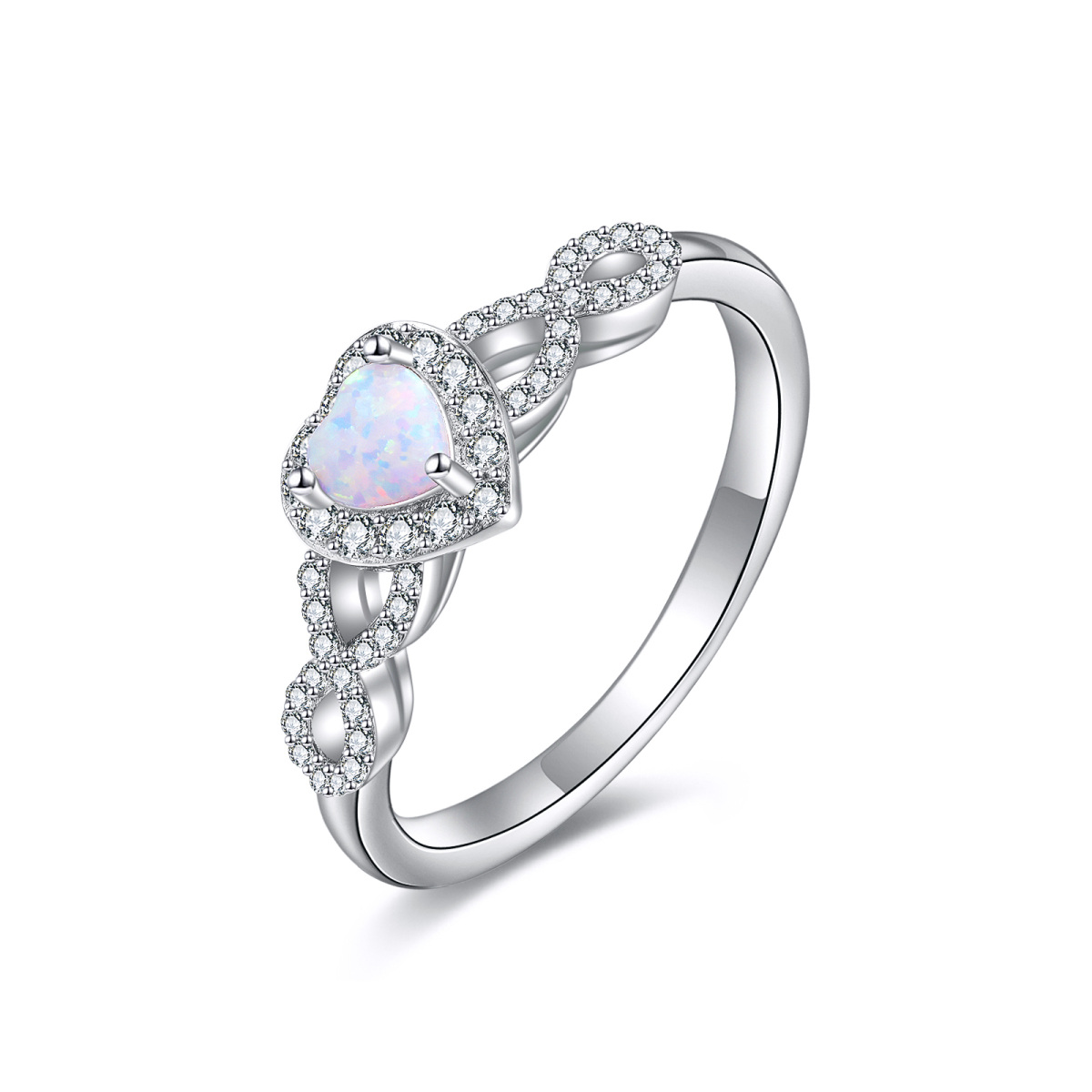 Sterling Silber Opal Paar Ringe-4