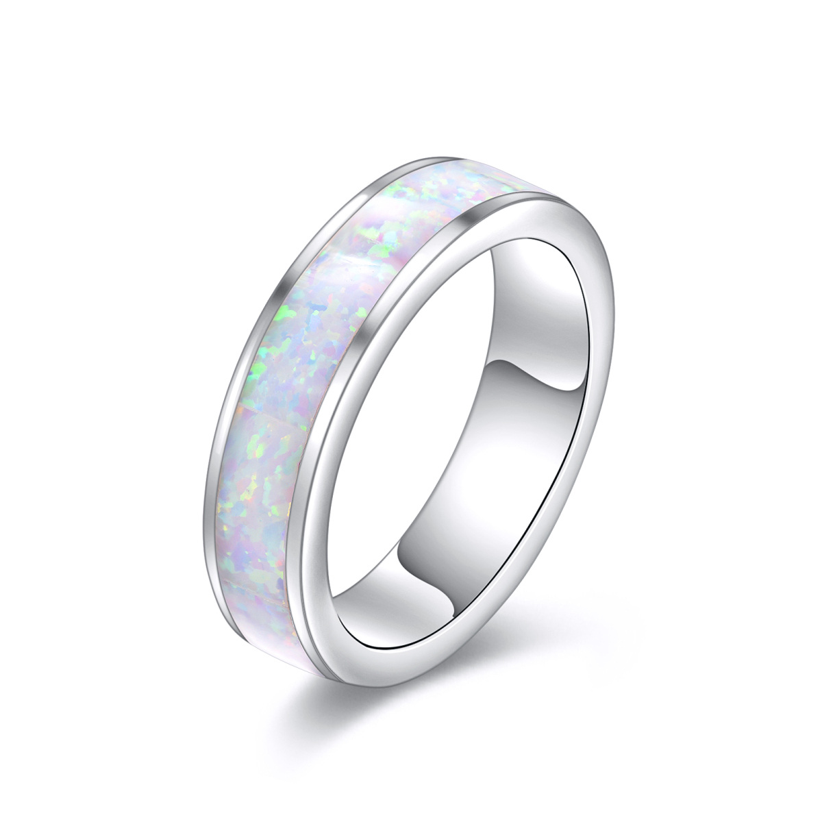 Sterling Silver Opal Couple Rings-5