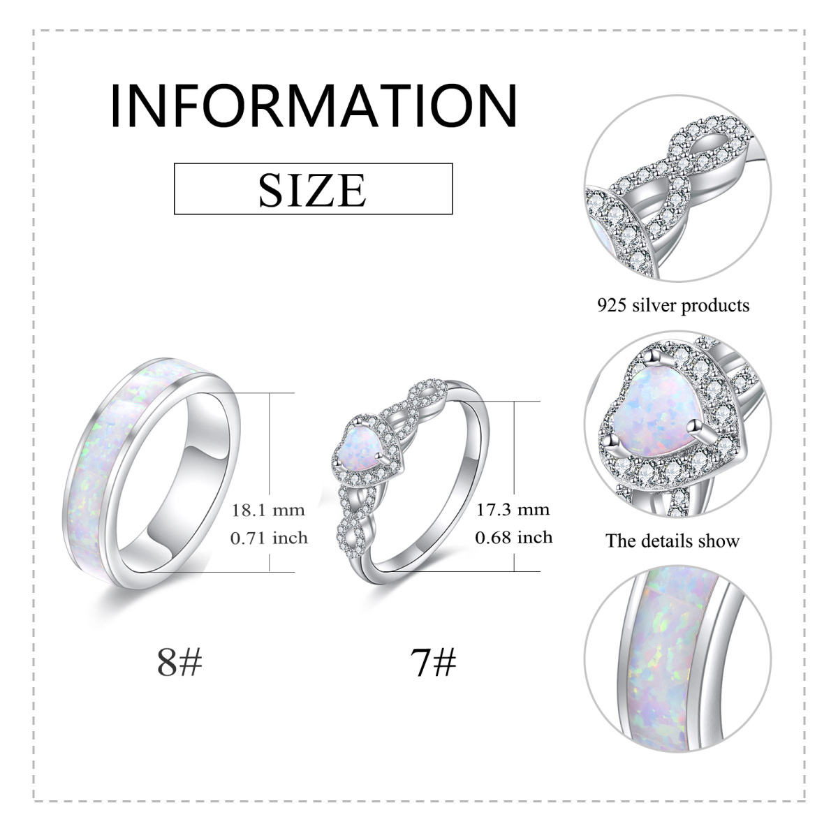 Sterling Silver Opal Couple Rings-6