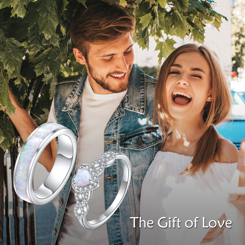 Anéis de casal de opala de coração de prata esterlina para mulheres melhores amigas-7