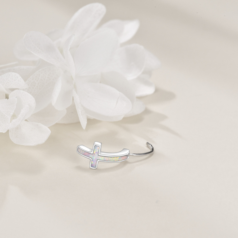 Bauchnabelpiercing mit Kreuz aus Sterlingsilber mit Opal-4