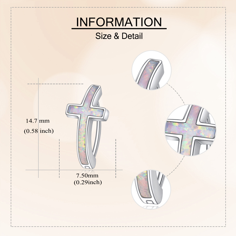 Bauchnabelpiercing mit Kreuz aus Sterlingsilber mit Opal-5