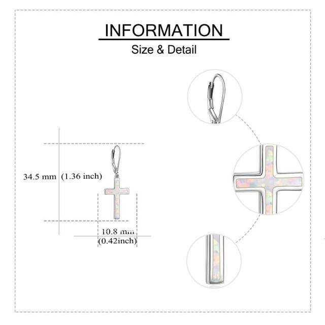 Orecchini a goccia a croce in argento 925 con opale-5