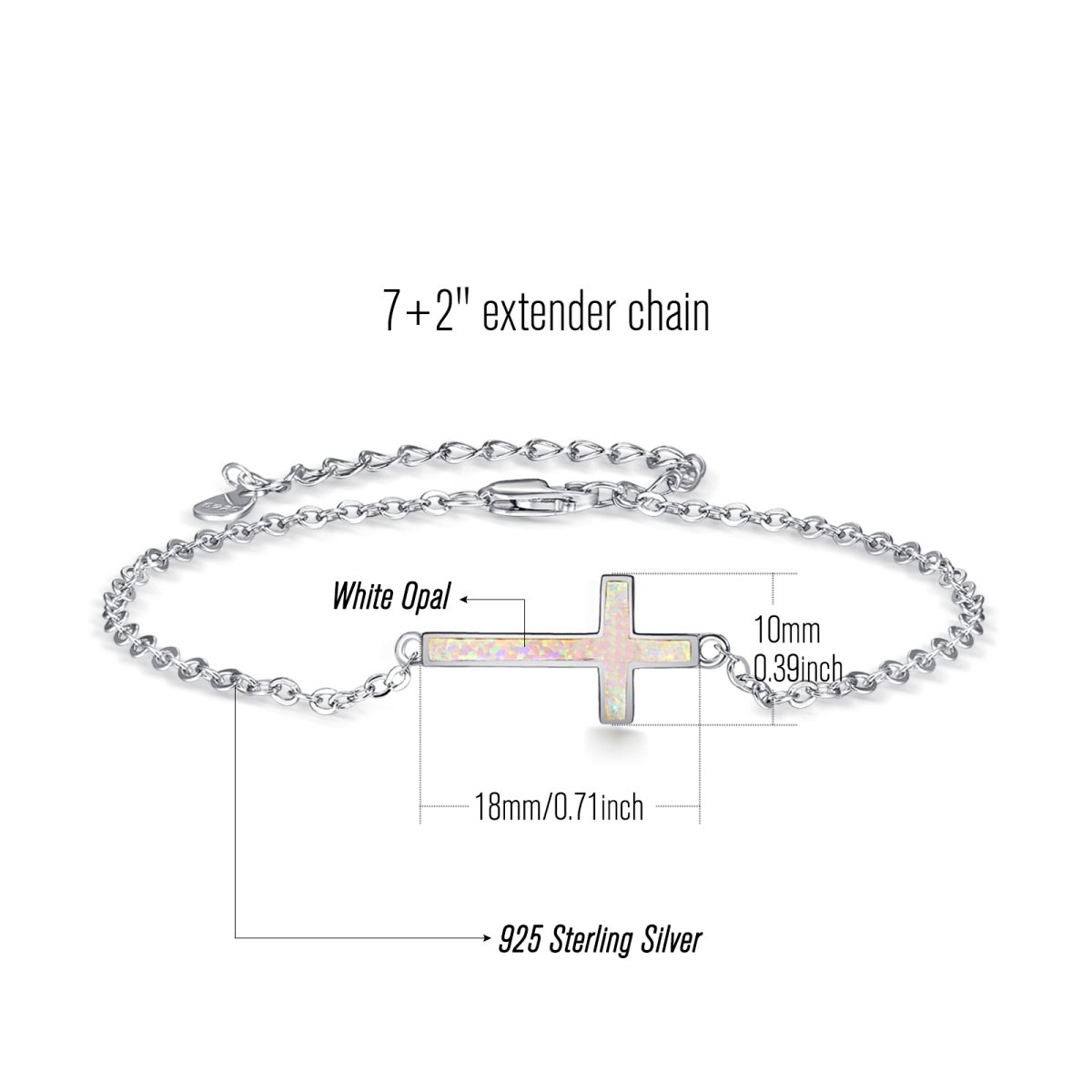 Bracciale con ciondolo a croce in argento sterling e opale-4