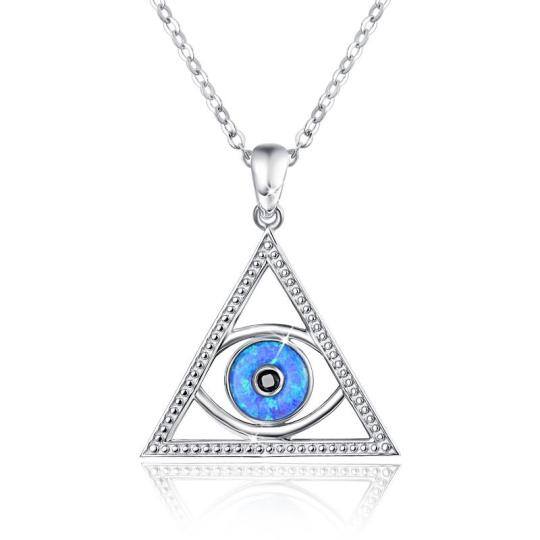 Sterling Silver Opal Devil's Eye Pendant Necklace