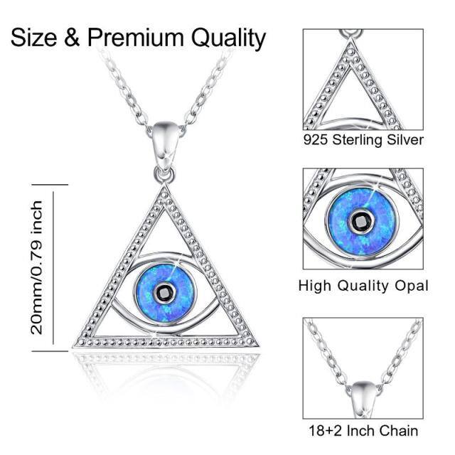 Halskette mit Teufelsauge-Anhänger aus Sterlingsilber mit Opal-5