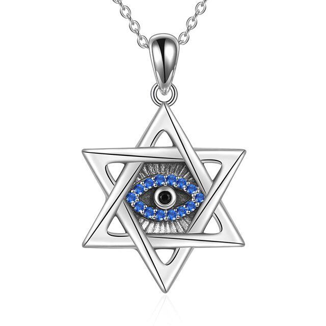 Sterling Silver Opal Devil's Eye Pendant Necklace-2