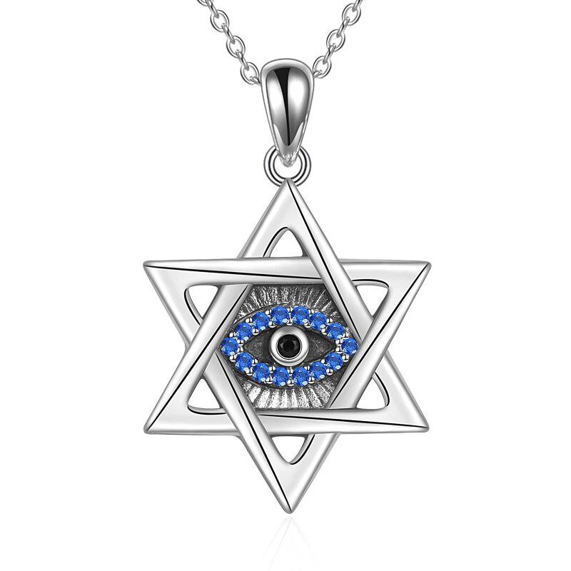 Sterling Silver Opal Devil's Eye Pendant Necklace-13