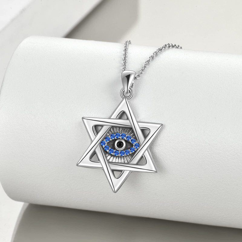 Sterling Silver Opal Devil's Eye Pendant Necklace-4