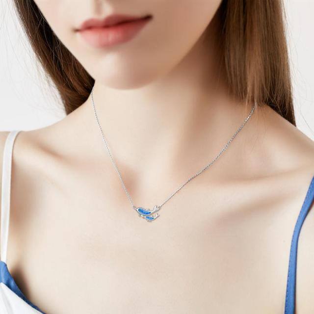 Collana con ciondolo a forma di delfino in argento sterling e opale-2