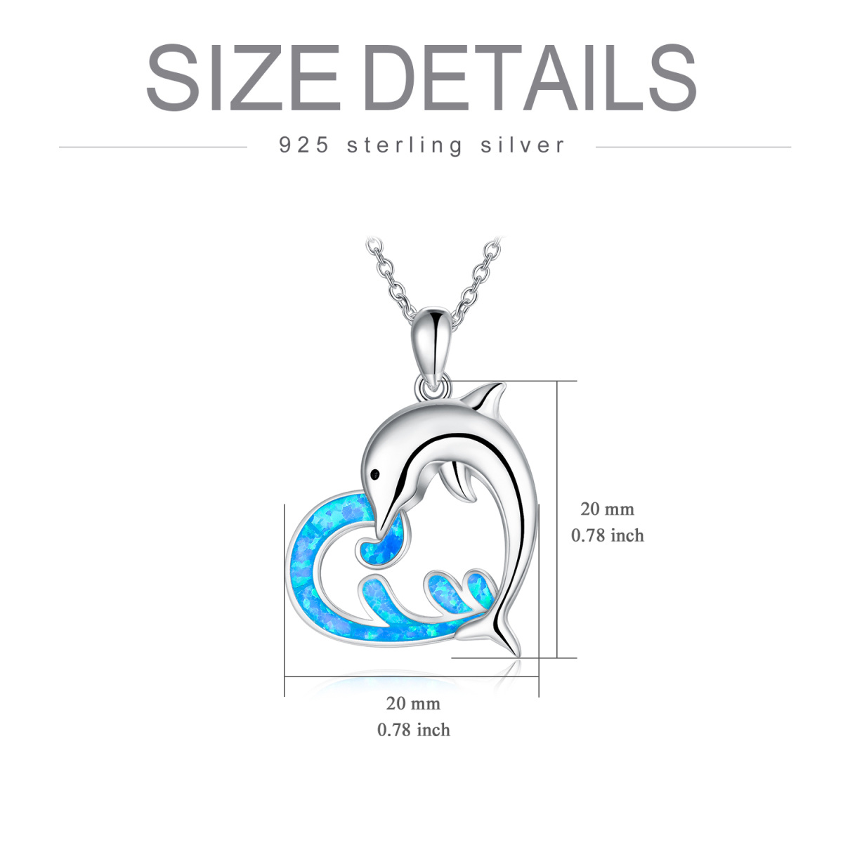 Sterling Silver Opal Dolphin & Spray Pendant Necklace-6