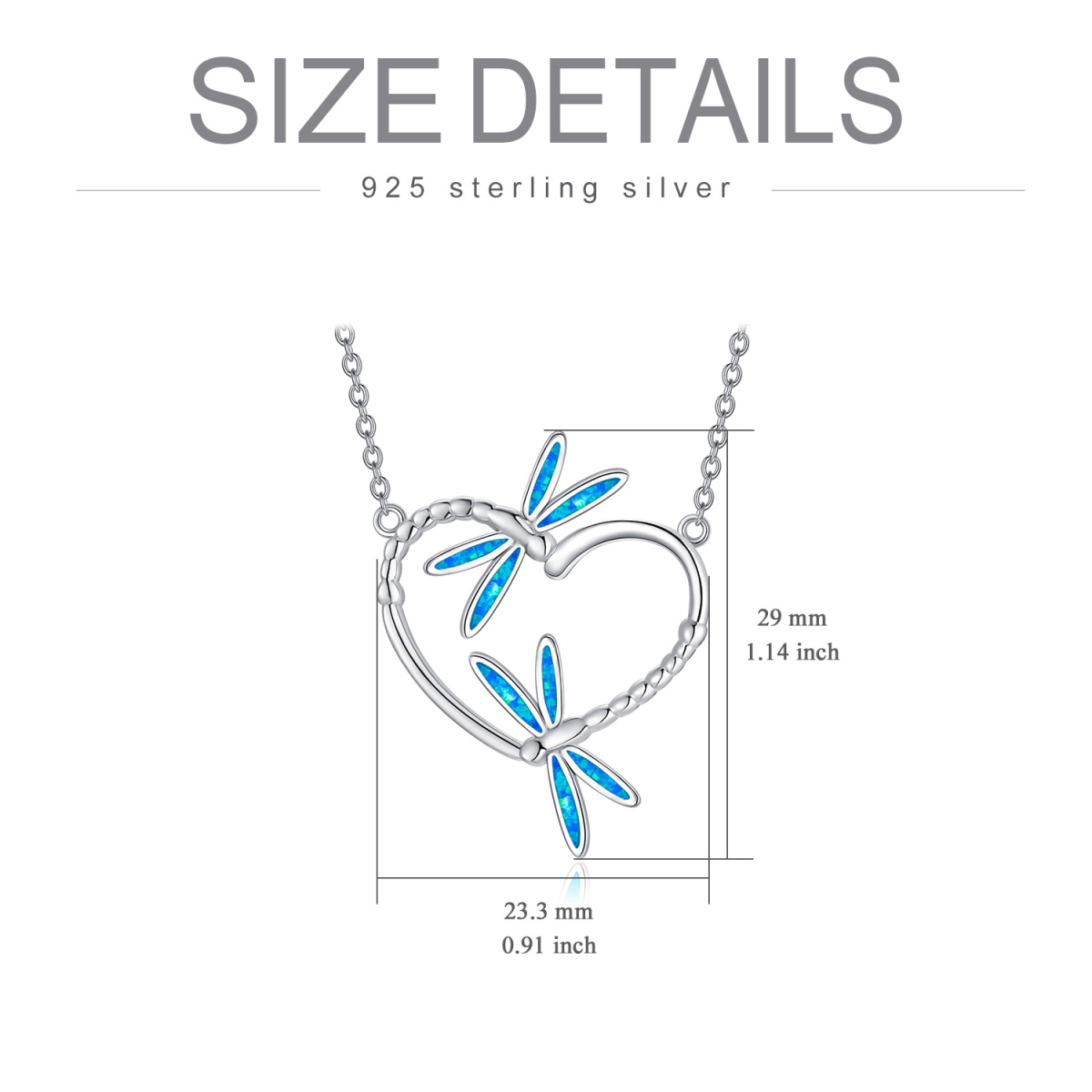 Collier en argent sterling avec pendentif libellule et coeur en opale-4