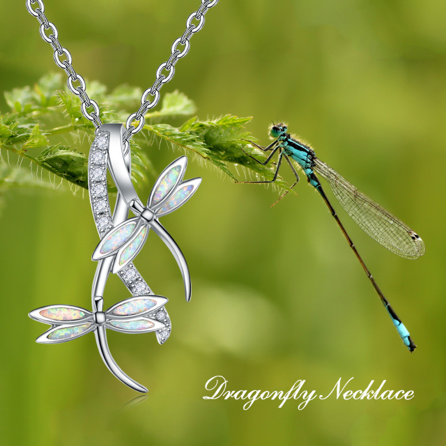 Collier en argent sterling avec pendentif libellule en opale-4