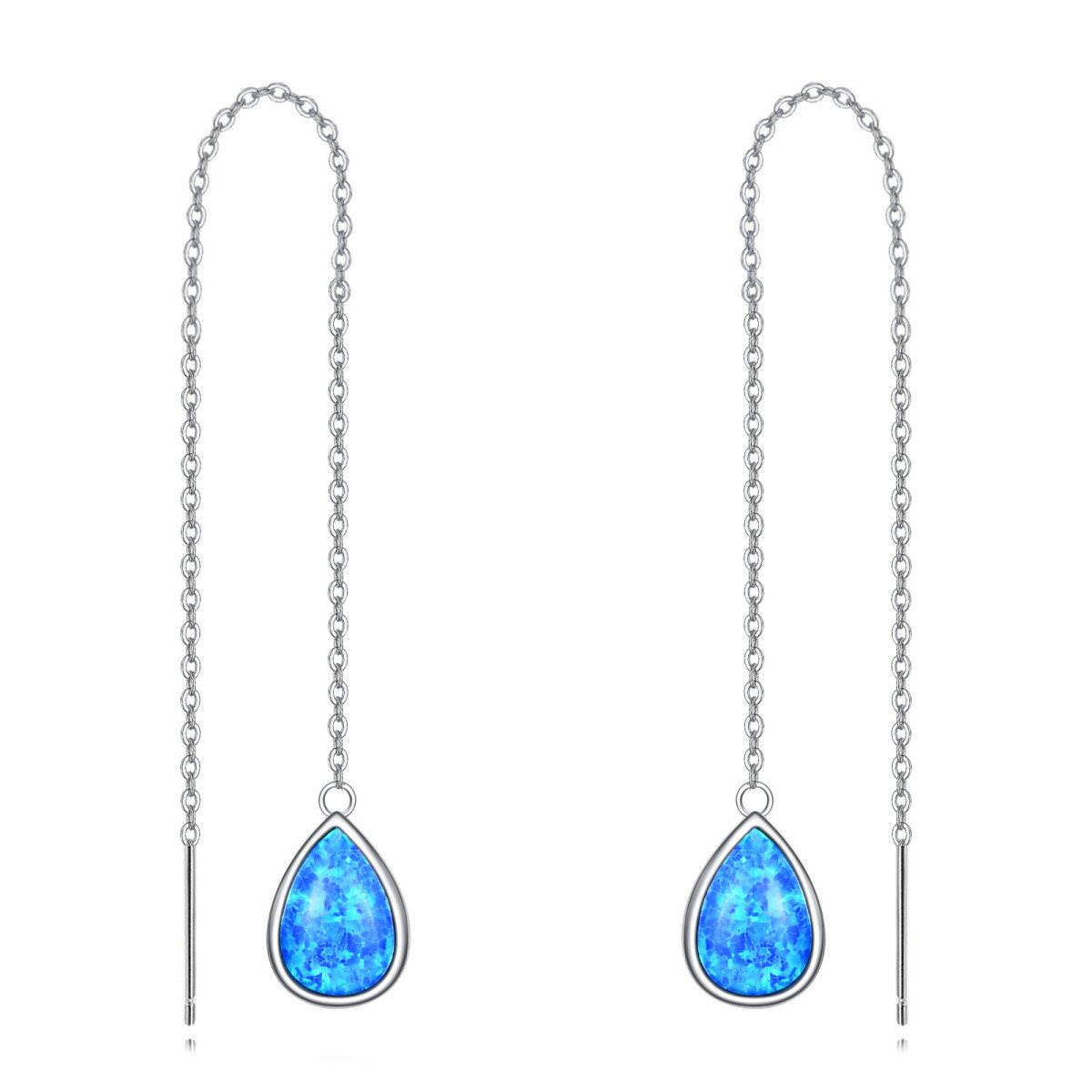 Sterling Silver Opal Drop Earrings For Women-1