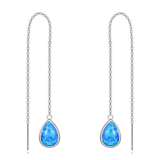 Sterling Silver Opal Drop Shape Drop Earrings