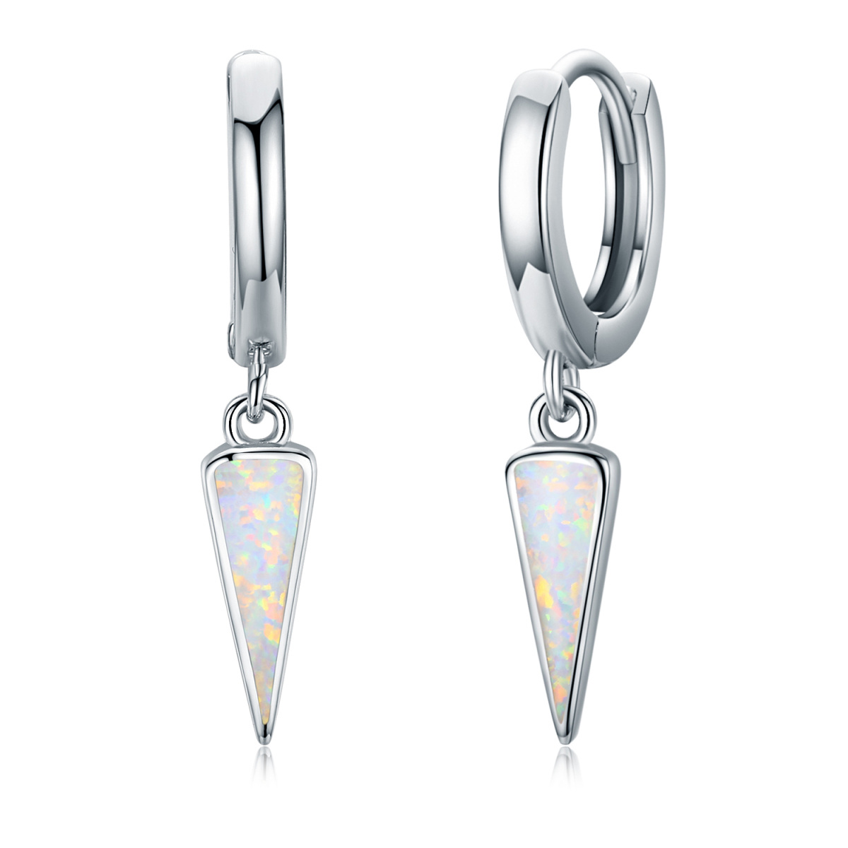 Sterling Silver Opal Drop Earrings For Women-1