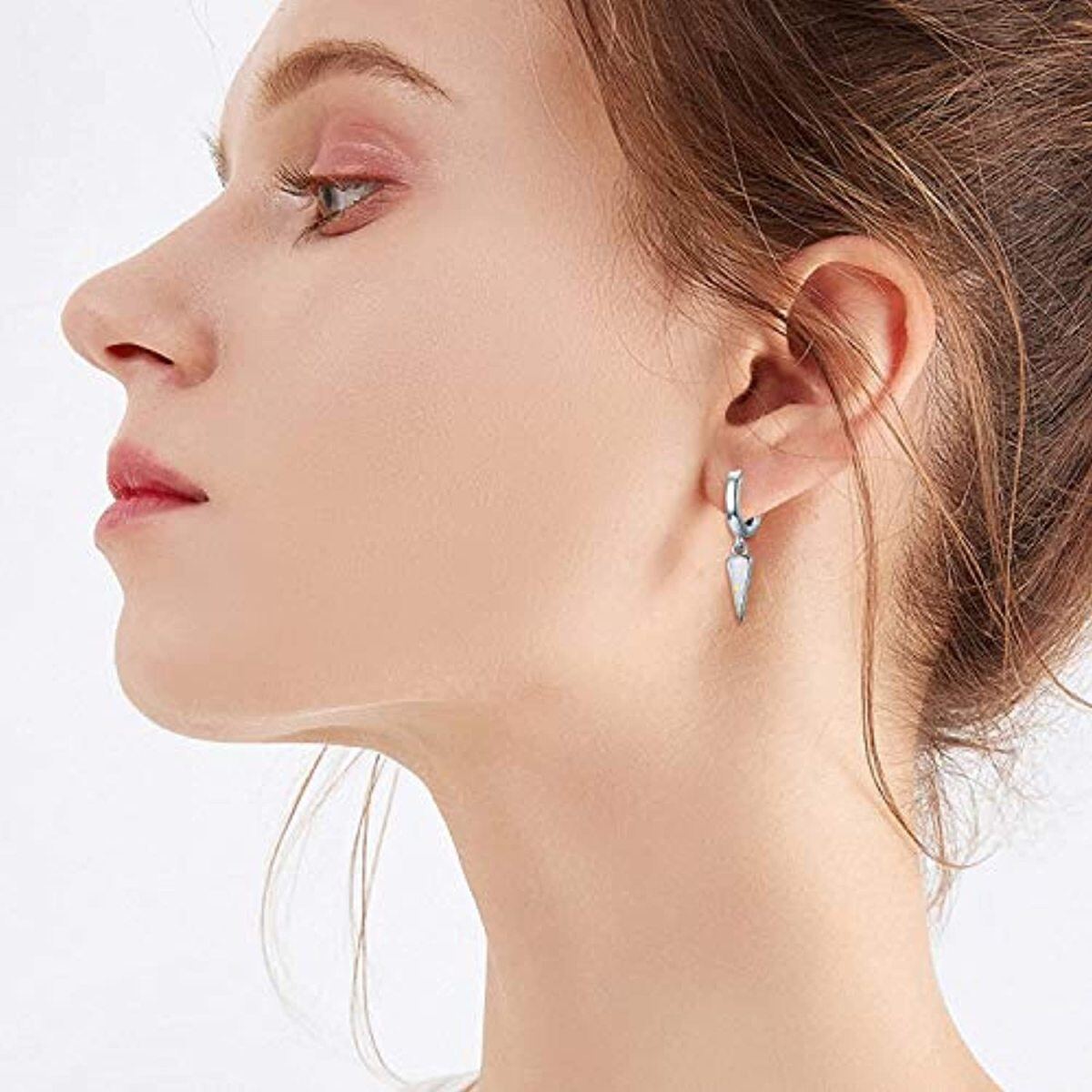 Sterling Silver Opal Drop Earrings For Women-2