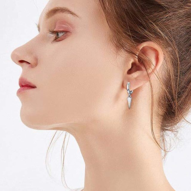 Sterling Silver Opal Drop Shape Drop Earrings-2