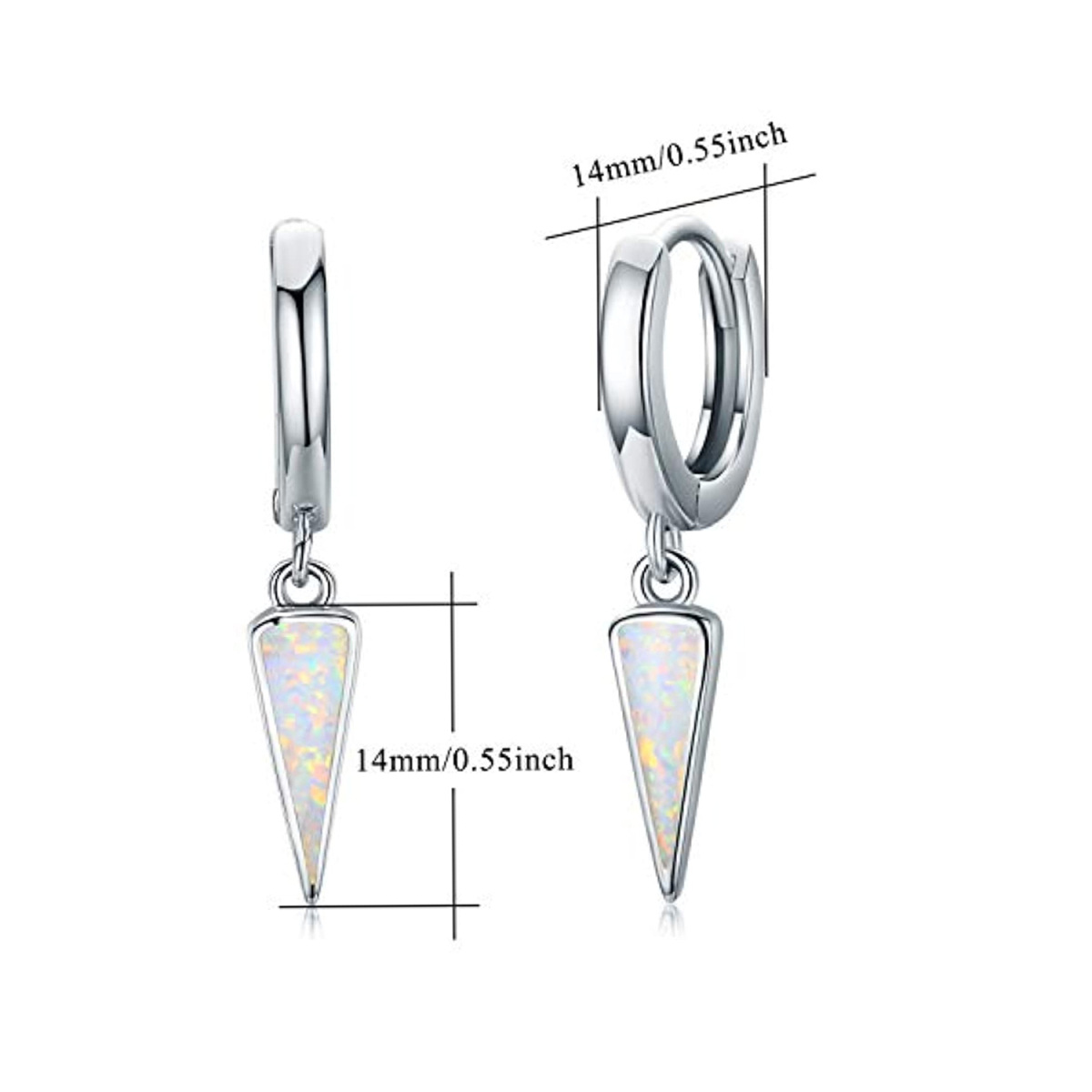 Sterling Silver Opal Drop Earrings For Women-5