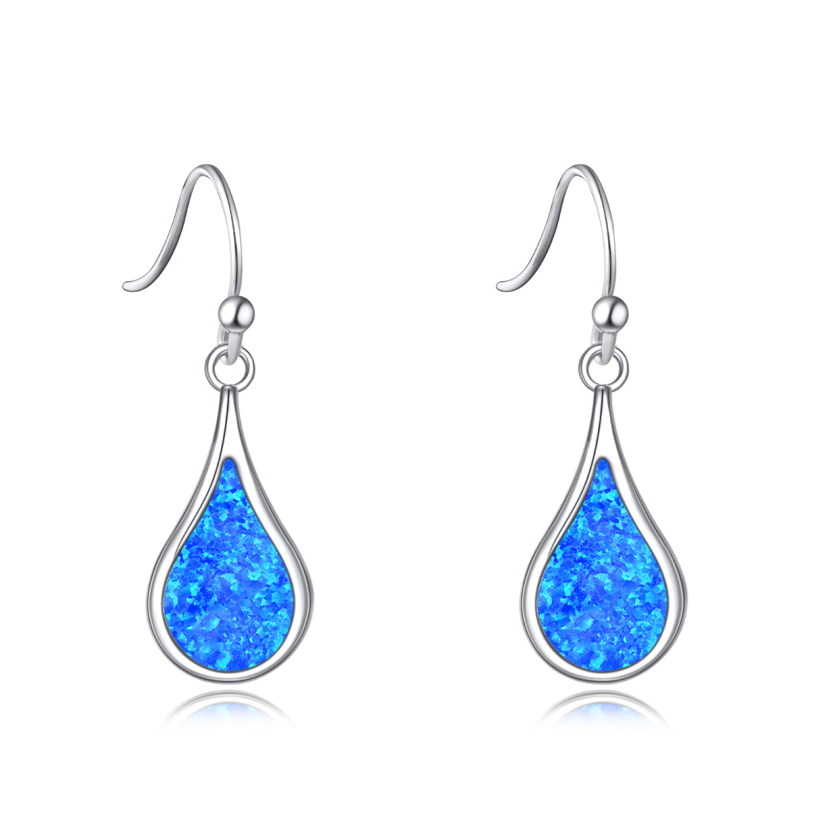 Sterling Silver Opal Drop Earrings For Women-1