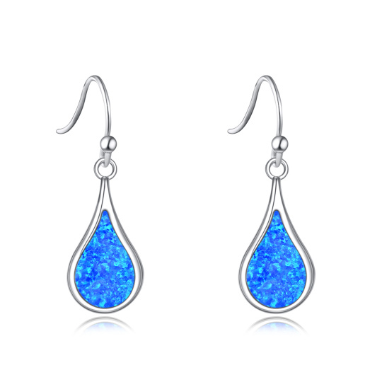 Sterling Silver Opal Drop Shape Drop Earrings