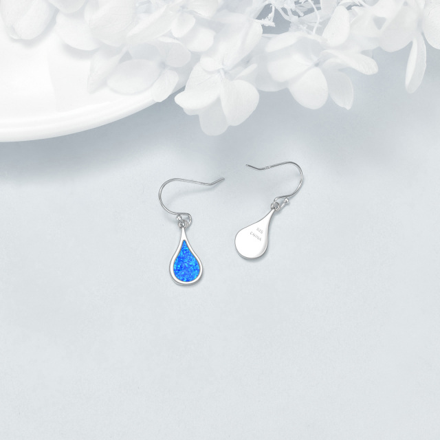 Boucles d'oreilles pendantes en forme de goutte d'opale en argent sterling-4