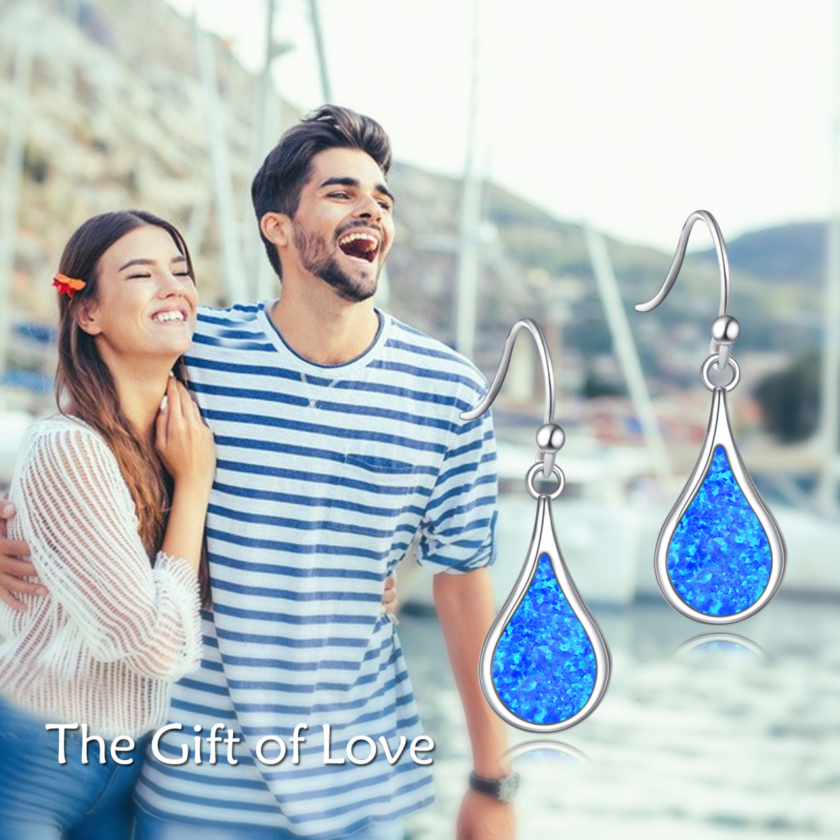 Sterling Silver Opal Drop Earrings For Women-5