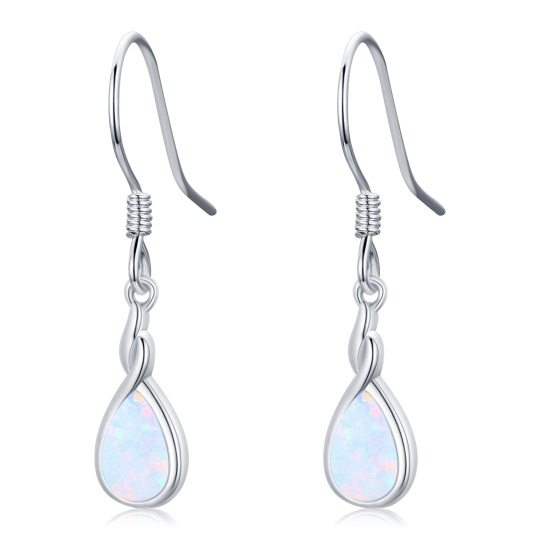 Sterling Silver Opal Drop Shape Drop Earrings