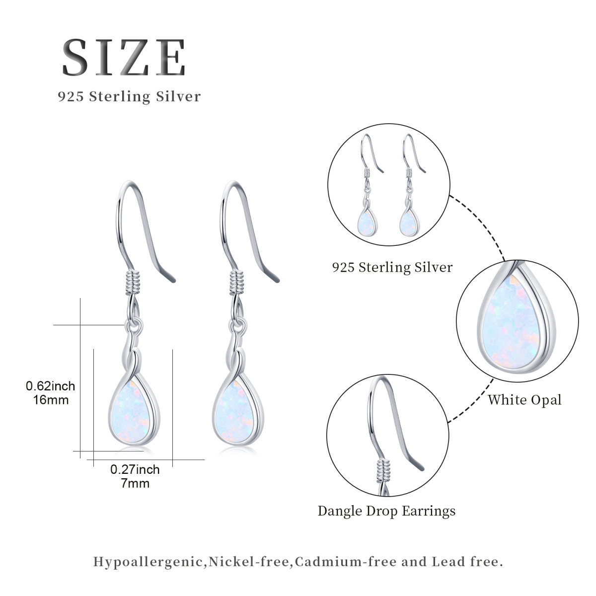 Boucles d'oreilles pendantes en argent sterling en forme d'opale-2