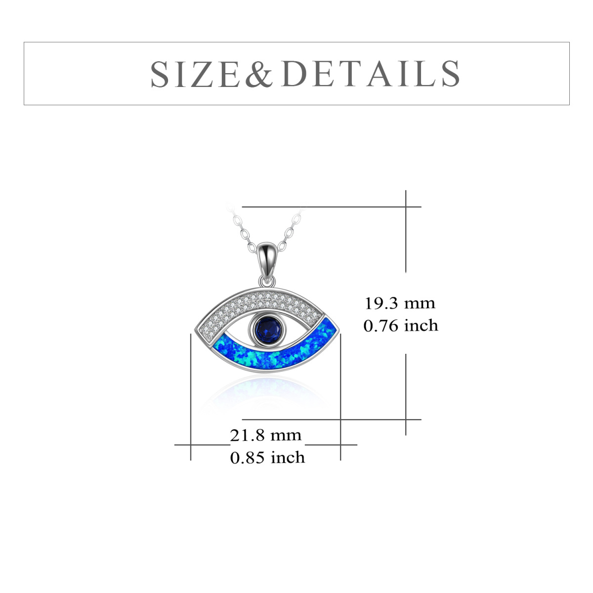 Sterling Silver Opal Evil Eye Pendant Necklace-5