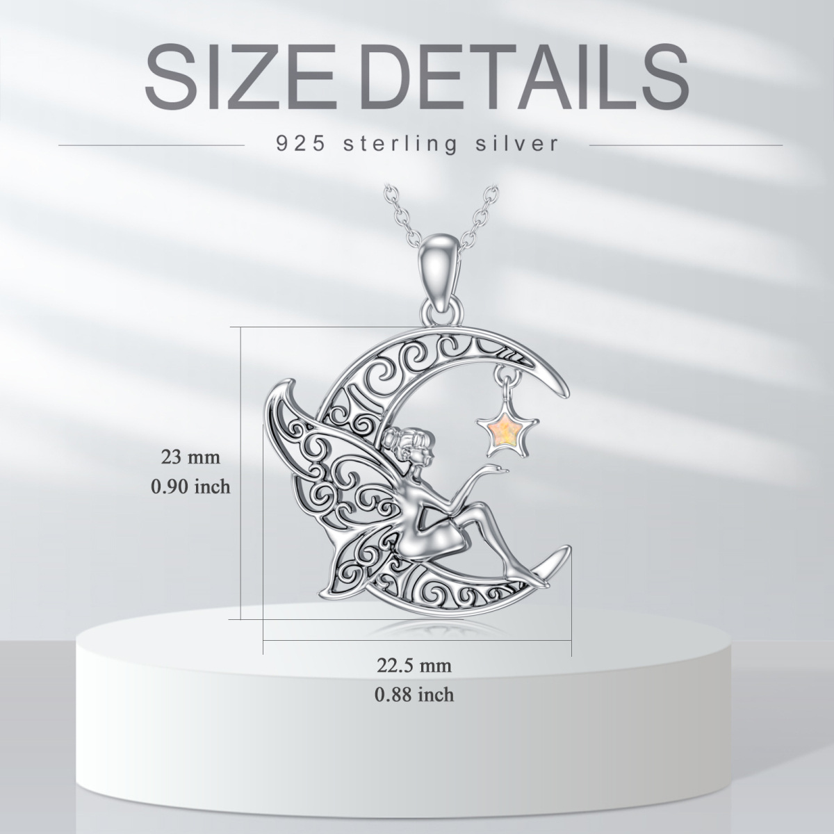 Sterling Zilveren Opaal Fee & Maan Hanger Ketting-5